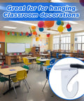 Classroom with 120 Pcs Drop Ceiling Hooks For Hanging Clips T Bar Tile Hooks Aluminum Heavy Duty for decor displayed in inset.