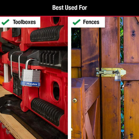 Outdoor Padlock With Key One And A Half Inch, 4 Pack Keyed Alike securing toolboxes and fences, laminated steel body