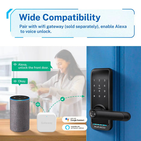 Slick Keyless Entry Smart Door Lock With Digital Fingerprint Keypad And Smartphone App Control For Exterior Security Doors Smooth Retrofit Deadbolt Lever No Sweat Setup
