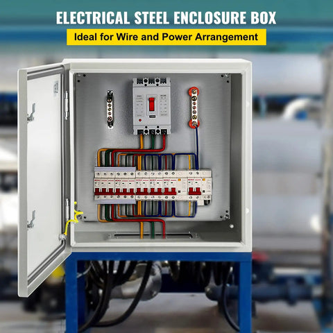 NEMA 4X Steel Enclosure 24 By 24 By 8 Inches IP66 Waterproof Dustproof Outdoor Indoor Electrical Junction Box With Mounting Plate open