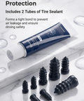 Close-up of tube and rubber nails from 65 Piece Tire Repair Kit With Rubber Nails, Black Sealant Tubes, And Screw In Plugs For Cars, Motorcycles, And Trucks