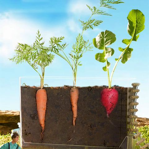 Kid Friendly Plant Growth Kit With Transparent Window For Window Garden See Roots Grow Vegetable Plant Observation Box Educational Science Toy For Homeschool And Classrooms Ages 6 And Up, clear acrylic box with carrots and leaves