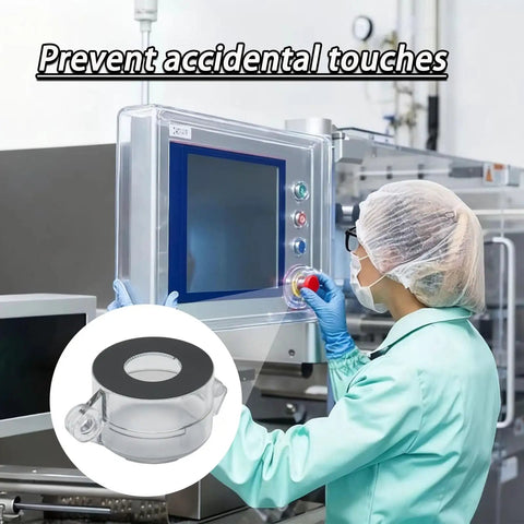 4 Pack Round Push Button Switch Protectors For 22mm Diameter Emergency Stop Buttons Keep Your Buttons Safe With Clear Plastic Guard Covers Lockout Cap Durable See Through Shield For Industrial Controls shown on machinery control panel