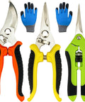 All In One Pruning Shears Kit 4 Pack Garden Clippers With Stainless Steel Blades And Gloves Handy Handheld Snips