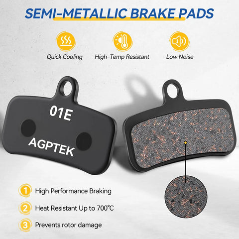 High Performance Semi Metallic Mountain Bike Brake Pads 4 Pairs For Disc Brakes Copper Fiber And Kevlar Formula