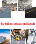 Various roads and scenes including dirt road, cobblestones, asphalt, industrial warehouse with forklift, and airport luggage.
