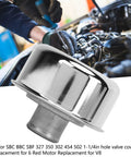 Round Valve Cover Breather Kit For SBC BBC SBF V8 Engines, Push In Breather shown in front of a car engine with tools