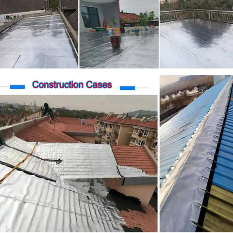 Heavy Duty Self Adhesive Roofing Felt Tape With Reflective Aluminum Foil Backing applied on various roof surfaces for waterproof sealing.