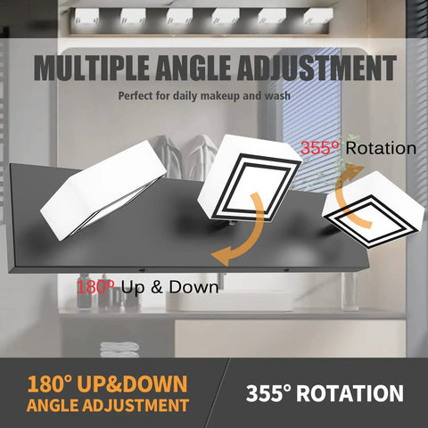 Dope Modern LED Vanity Light With 180 Degree Up Down Angles And 360 Degree Swivel showing angle adjustment for bath or bedroom