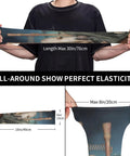 Gonna Need These Badass Arm Sleeves Featuring Heavy Duty Sun Block And Thorn Proof Shielding Hella Comfy Fingerless Design For Tough Yard Work Or Trail Runs Moisture Wicking Daily Driver shown with measurements and elasticity stretch.
