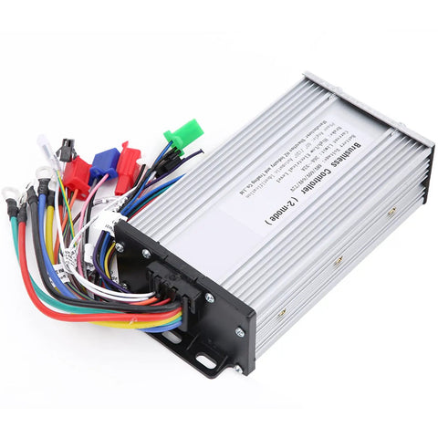 Brushless Motor Controller 48V To 72V Wide Voltage 1000W 1500W Dual Mode With Self Learning For E Bikes And Electric Scooters Universal Replacement 12 Tube Design 26A To 32A Current with color-coded wires