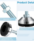 4 Pack Adjustable Leveling Feet With M12 Threads, 2.36 Inch Rubber Base, Heavy Duty Carbon Steel Legs shown in detail