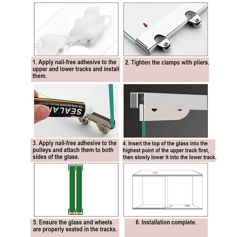 Step-by-step guide for installing Double Track Sliding Door Hardware Kit For 3 To 5mm Glass Or Wood Doors Aluminum Bypass Track