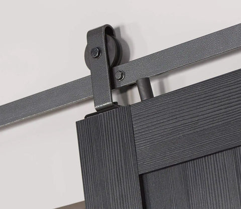 Ready To Assemble PVC Barn Door Kit With Top Track Rollers Handles And Hardware 36x84 Inches Black Finish Includes All Pieces For Quick Install And Smooth Sliding