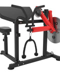 2 In 1 Bicep And Tricep Curl Machine With Adjustable Preacher Arm And Plate Loaded Design For Home Gym Red