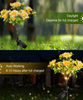 Go To Solar Carnation Flower Lights For Outdoor Garden Decor Waterproof IP65, Warm White 3200K LEDs in day and night view