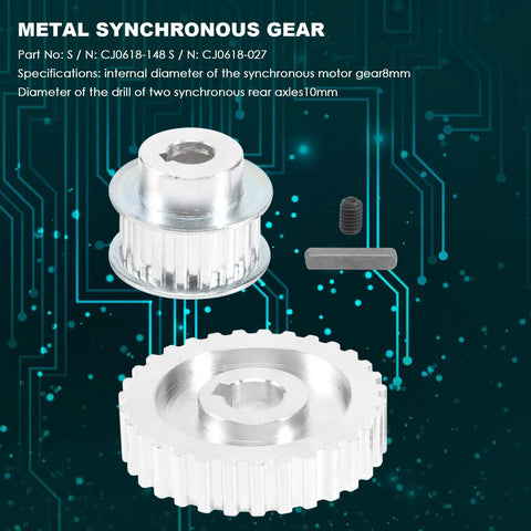 Heavy Duty Aluminum Synchronous Pulley Pair for Motor Belt Drives, 8mm bore, 4mm groove width, precision machined for mini lathes.