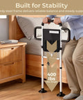 Heavy Duty Bed Rail For Seniors With 400 Lbs Support ASTM Certified Height Adjustable Bed Assist Rail in bedroom setup.