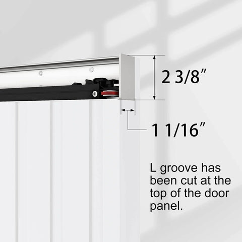 Concealed Sliding Barn Door Kit 36 By 86 Inches With Soft Close Hardware White Hidden Door For 28 To 32 Inch Openings detail view