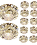 ELUKHT 12 Pack Round LED Recessed Ceiling Lights 3.9in with crystal glass design for modern lighting decor.