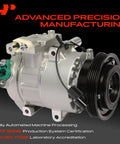 Solid Ride Air Conditioning Compressor With Clutch 6Sbu16c Unit Prefilled With Pag46 Oil Four Groove Pulley close-up view.