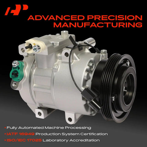 Solid Ride Air Conditioning Compressor With Clutch 6Sbu16c Unit Prefilled With Pag46 Oil Four Groove Pulley close-up view.