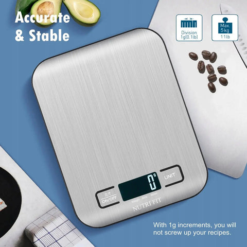 Digital Kitchen Scale For Baking And Weight Loss Grams Ounces For Cooking With Backlit LCD Tare Function Stainless Steel Platform