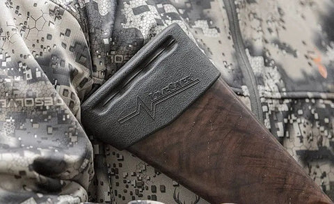 Slip On Recoil Pad With NAVCOM Vibration Dampening, Cuts Felt Recoil Up To Fifty Percent, No Mods Needed, rifle stock view
