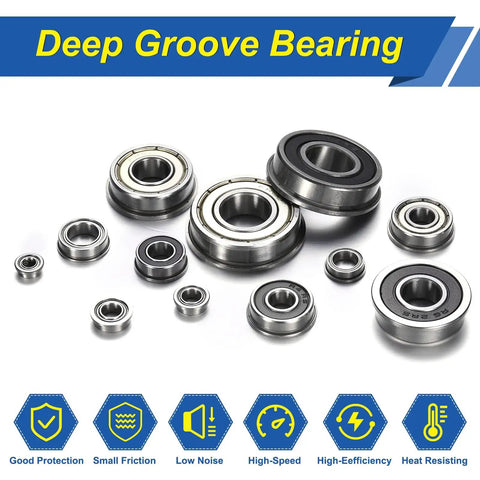 FR168ZZ Flanged Deep Groove Ball Bearings Pack Of 4 1/4 Inch I.D. By 3/8 Inch O.D. By 1/8 Inch Thickness Chrome Steel Double Shielded ABEC 5 Precision For Smooth No Fuss Spins, assorted views