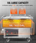 Commercial Mobile Oil Filter Cart With Drain For Fast Food Ops High Capacity 4.8 Gallon Tank with oil filtration and compact design.