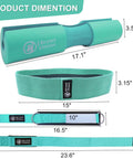 Barbell Pad Set With Ankle Straps, Hip Resistance Band, Lifting Straps And Carry Bag For Squats And Bench Press shown with dimensions