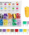 120Pcs Car Mini Blade Fuse Assortment Kit With Heavy Grip Puller Wrench 2A To 35A colorful fuses in compartment case with puller tool.