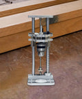 Vertical Drill Guide Attachment For Precise Drilling, Pro Grade shown on workshop floor