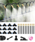 Automatic Garden Watering System With 39Ft Brass Misting Line And 12 Spraying Nozzles, kit layout and components illustrated