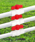 5 Pack Half Inch PVC Ball Valves For Water Shutoff, Slip On Half Inch Socket Ends, 150 PSI Rating, T Handle Manual On Off