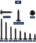 Heavy Duty 8 By 3 8 Truss Head Wood Screws With Phillips Recess 304 Stainless Steel Self Tapping Fasteners Black Oxide Finish in various sizes