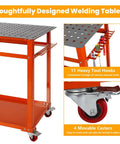 Beefy 36 By 24 Inch Heavy Duty Welding Table With 5 Eighths Inch Fixture Holes And 1200 Lb Capacity Movable Welding Workbench On Wheels