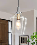 Modern Black And Gold Glass Pendant Light 2 Pack With Adjustable Height Cord For Kitchen Island Clear Round Shade E26 Socket Straight Up Flawless Room Accent; clear glass shade with gold socket.