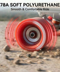 90mm 78A Red Electric Skateboard Wheels for Longboards and Cruisers gliding over rough terrain