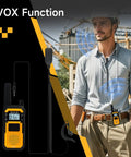 Badass Portable Waterproof Two Way Radio Featuring Rock Solid IP67 Protection And Snappy USB C Charging built for hands-free use on construction sites.