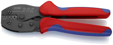 Five Position Ferrule Crimping Pliers For Insulated And Non-Insulated End Sleeves With Precision Dies Self-Releasing Lock Calibrated Crimp Force 0.25-6 mm2 AWG 23-10 Heavy Duty Pro Grade Tool