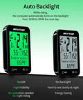 Auto backlight feature of GPS Bike Computer With Wireless Cycling Data, 2.4 Inch LCD Speedometer, IPX7.