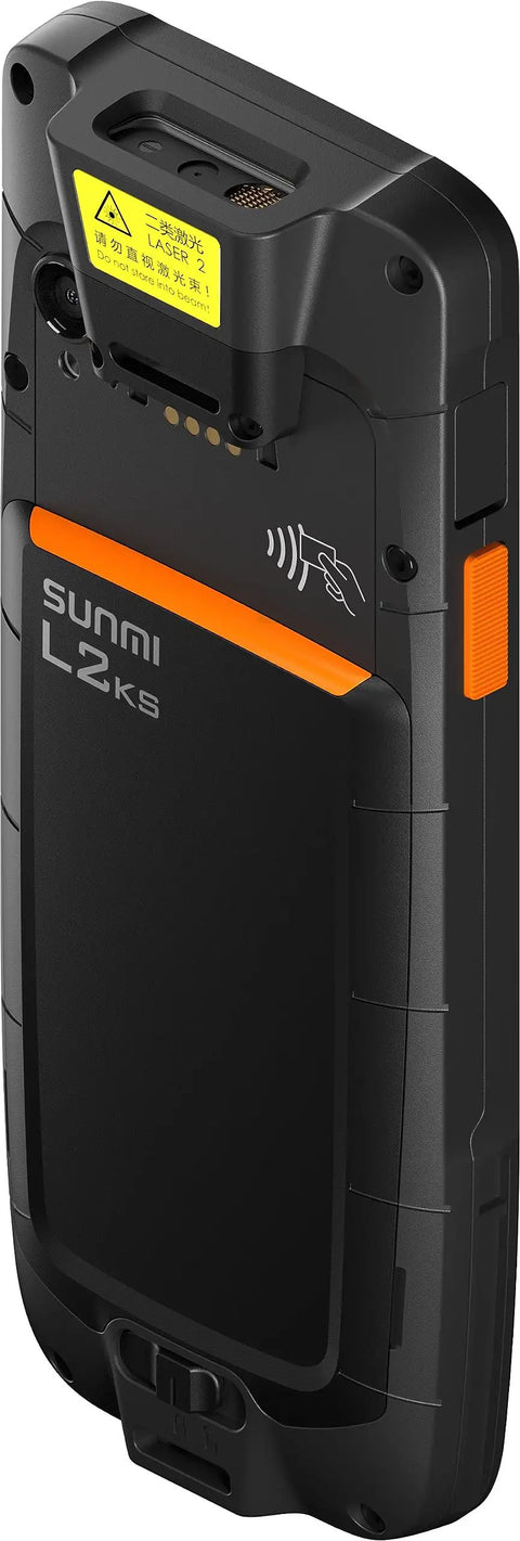 Back view of Built Tough Android Handheld Scanner PDA with barcode scanner and touch interface for inventory management.