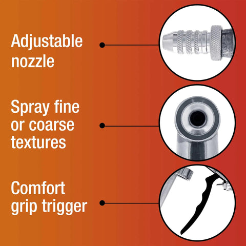 Adjustable nozzle and comfort grip trigger features of the Professional Grade Lightweight Pneumatic Undercoating Spray Gun for Automotive Rust Proofing.