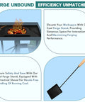 Coal Forge Stand And Fire Pot Kit For Blacksmithing Beginners with burning coals, tools, and sturdy steel frame