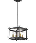 Round Semi Flush Mount Ceiling Light In Black Finish For Living Room Bedroom Kitchen And Hallway, Ultra Sleek Dope Chandelier With E12 Base, UL Listed