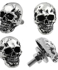 Skull License Plate Screws And Fasteners Kit For Cars Trucks Motorcycles And All Vehicles Aluminum Alloy 4 Pcs in silver