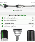 Street Proven Heavy Duty Front Right CV Axle Shaft Assembly For Toyota Camry Avalon Highlander Solara Direct Bolt Up Drive Kit Auto Trans Fwd Zero Hassle Fit, assembly details including dimensions and spline counts