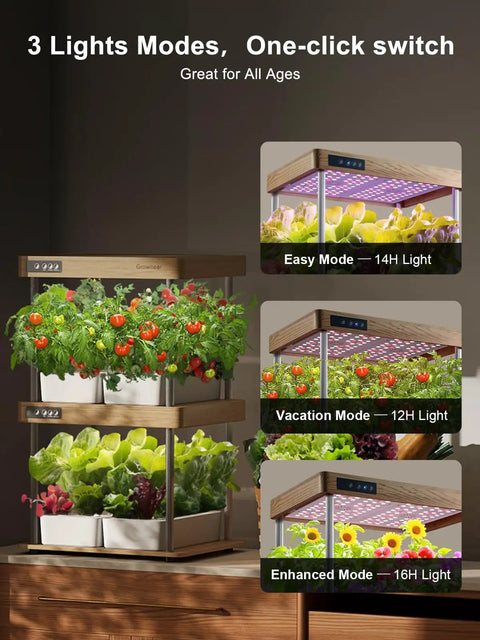 Dope Two Tier Indoor Hydroponic Garden With Full Spectrum LED Grow Lights 32 Pods Solid Wood Frame And Independent Water Circulation