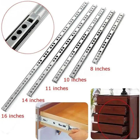 Two Section Full Extension Drawer Slides Set 342mm Long And 17mm Wide Pair With Quick Release Detachable Latches in drawer installation